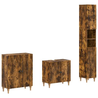 vidaXL 3-dielna skrinka do kúpeľne ALKMAAR Dymový dub Kompozitné drevo