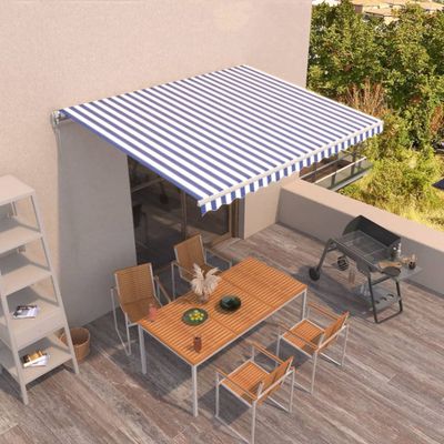 vidaXL Manuálne zaťahovacia markíza 400x300 cm modro-biela