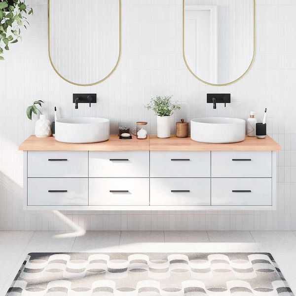 vidaXL Kúpeľňová doska bledohnedá 200x60x(2-4) cm ošetrený masív
