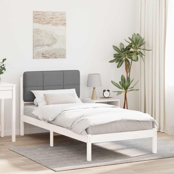 vidaXL Rám postele s čalúneným čelom Svetlosivá 90 x 200 cm