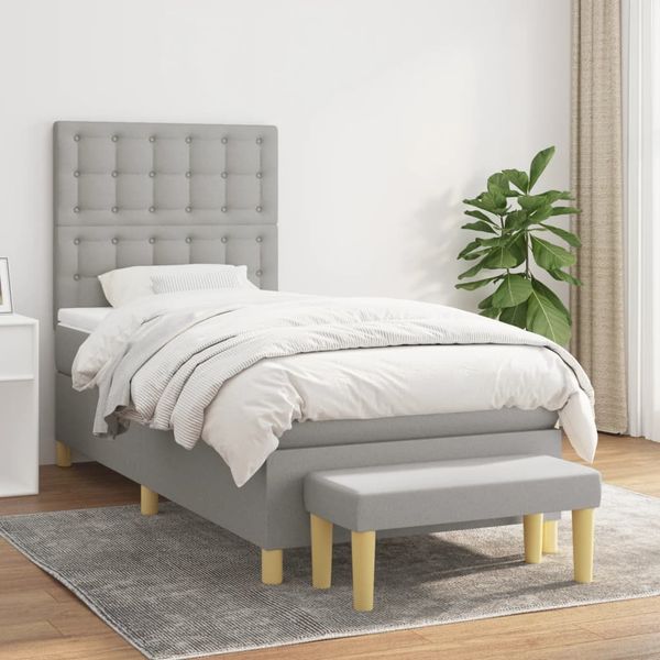 vidaXL Boxspring posteľ s matracom bledosivý 100x200 cm látka