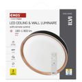 LED nástenné svietidlo ILVI, kruhové 30 W, stmievanie + CCT, čierna + drevo