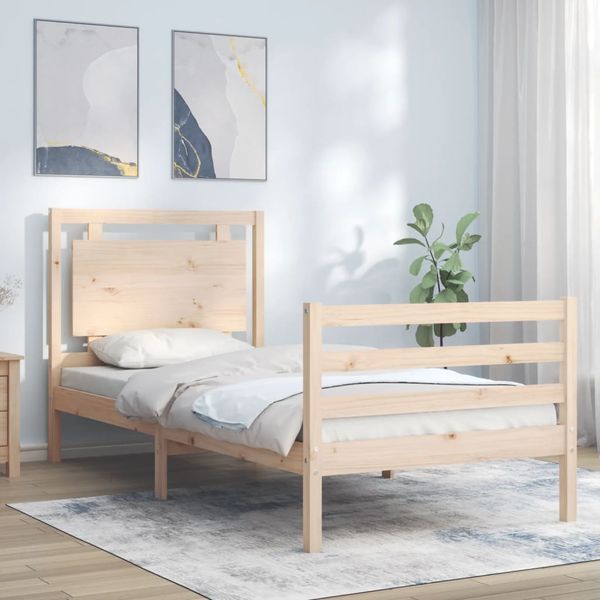 vidaXL Rám postele s čelom 100x200 cm masívne drevo