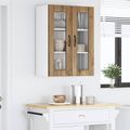 vidaXL Nástenný sklenený kabinet LUCCA Dub artisan 60 x 31 x 80 cm