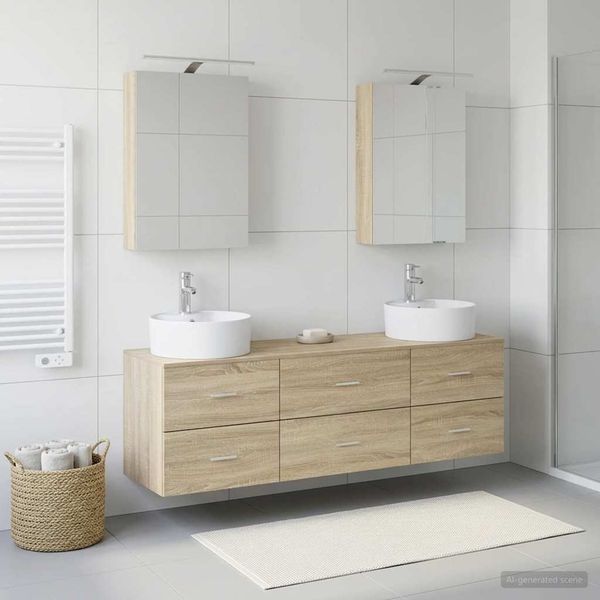 vidaXL Sada kúpeľňového nábytku 5 pcs Dub sonoma