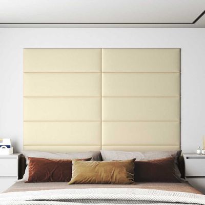 vidaXL Nástenné panely 12 ks krémové 90x30 cm umelá koža 3,24 m²