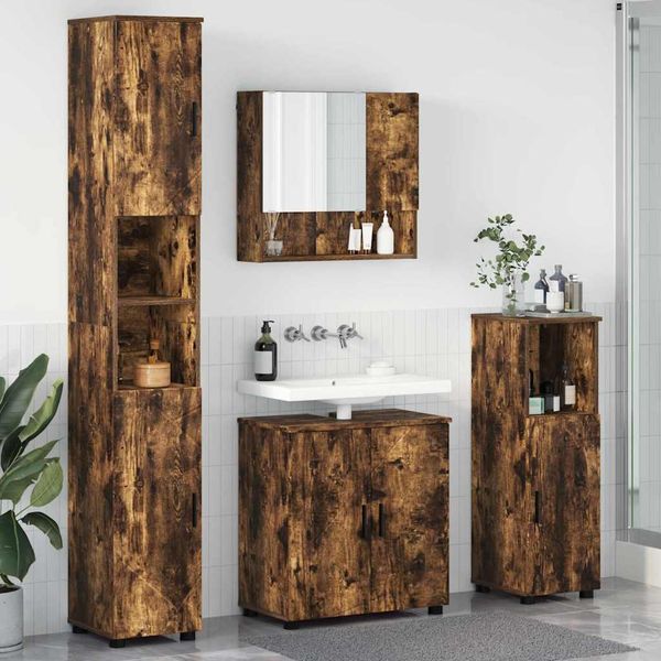 vidaXL Sada kúpeľňového nábytku 4 ks Dymová dub 61 x 35 x 64 cm