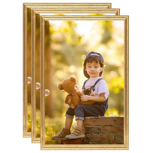 vidaXL Fotorámiky na stenu, koláž 3 ks, zlaté 50x70 cm, MDF