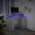 vidaXL Stôl s LED svetlami sivá sonoma 120x55x91 cm kompozitné drevo