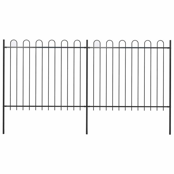 vidaXL Záhradný plot s oblúkom navrchu, oceľový 359x150 cm, čierny
