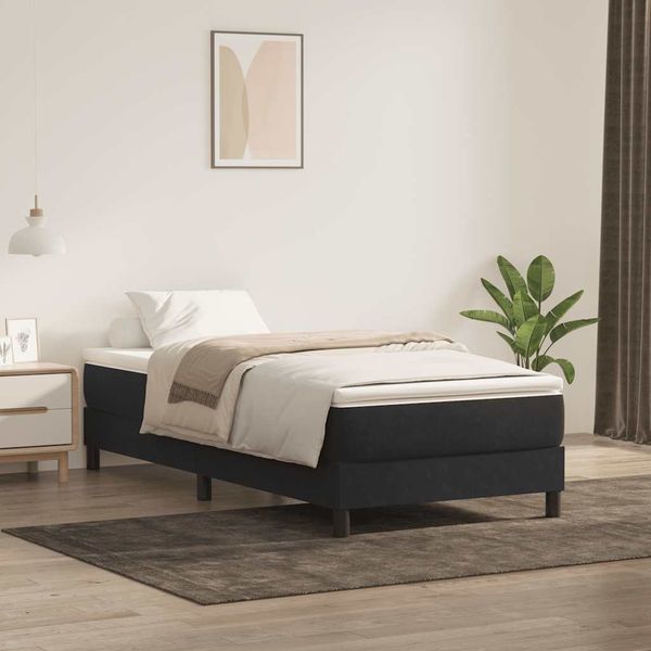 vidaXL Posteľný rám boxspring s matracom čierny 80x220 cm zamat