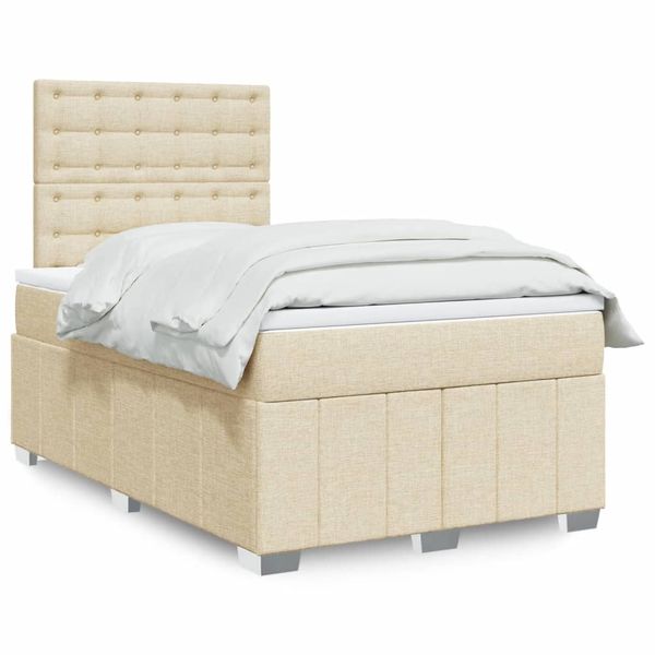 vidaXL Boxspring posteľ s matracom krémový 120x200 cm látka