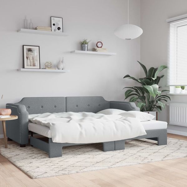 vidaXL Denná posteľ s rozkladacou posteľou bledosivá 100x200 cm látka