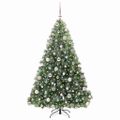 vidaXL Umelý vianočný stromček s 300 LED-i Zelená 180 cm PE a PVC