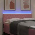 vidaXL LED hlavová doska s LED pásikmi Ružová 160 cm Zamat