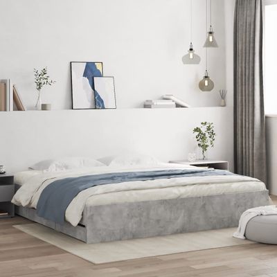 vidaXL Posteľný rám so zásuvkami betónový 200x200 cm kompozitné drevo