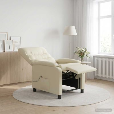 vidaXL Masážne relaxačné kreslo Krémová Umelá koža