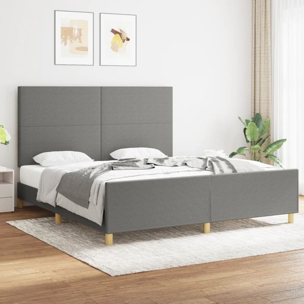vidaXL Posteľ bez matraca tmavosivá 180x200 cm látka