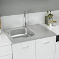 vidaXL Kuchynský drez s odkvapkávačom, strieborný 800x600x155 mm, oceľ
