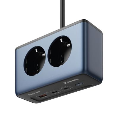 COLORWAY Predlžovací napájací prívod s prepäťovou ochranou/ 2x Schuko/ 2x USB-C 45W/ 1x USB-A/ kábel 2m napájacia lišta, 2× zásuvka 230 V, USB-C PD 45 W, USB-A QC3.0 30 W, 2 m kábel, prepäťová ochrana, modrá