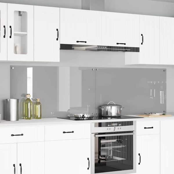 vidaXL Kuchynský obklad 2 pcs Svetlosivá 110 x 60 cm tvrdené sklo