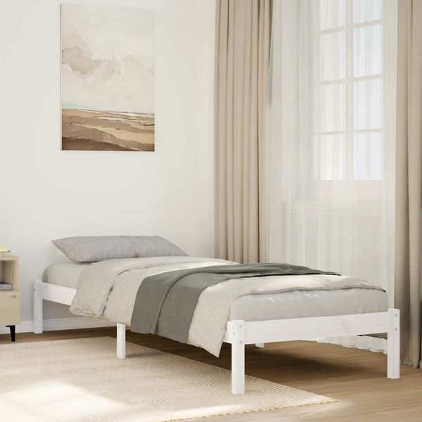 vidaXL Extra dlhá posteľ bez matraca biela 100x210 cm masívna borovica
