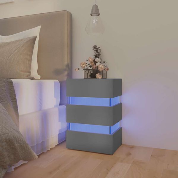 vidaXL Nočný stolík s LED, sivý 45x35x67 cm, kompozitné drevo