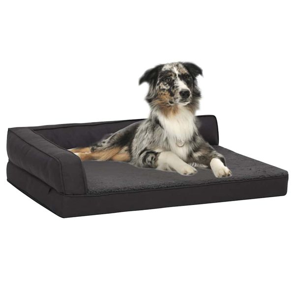vidaXL Ergonomický matrac pre psa 60x42 cm ľanový vzhľad flís čierny