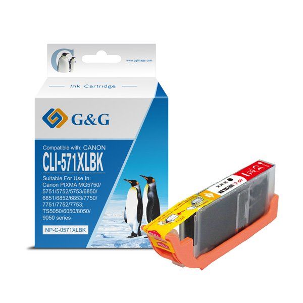 alt. kazeta G&G (CANON PGI-571XLBK pre CANON PIXMA MG5700/MG5750/MG5751/ MG5752/MG5753/MG6800/MG6850 /MG6851 (12,2ml)BK)