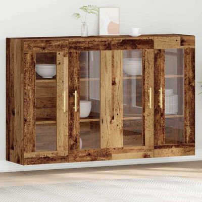 vidaXL Nástenné skrinky 2 pcs Staré drevo 69,5 x 34 x 90 cm