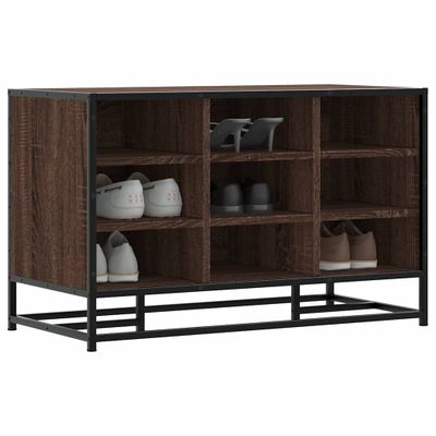 vidaXL Lavica na topánky hnedý dub 84x40x53,5 cm kompozitné drevo+kov