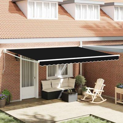 vidaXL Sklopná markíza Čierna 450 × 300 cm 100% polyester a hliník