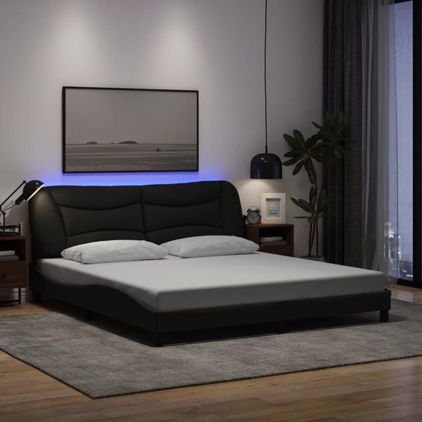 vidaXL Rám postele s LED bez matraca Hvar čierny 180x200 cm látka