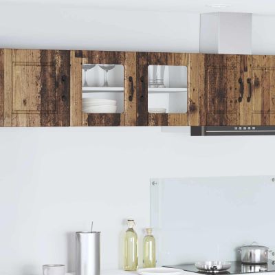 vidaXL Nástenný sklenený kabinet PORTO Staré drevo 80 x 31 x 40 cm