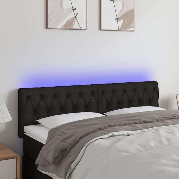 vidaXL Čelo postele s LED čierne 144x7x78/88 cm látka