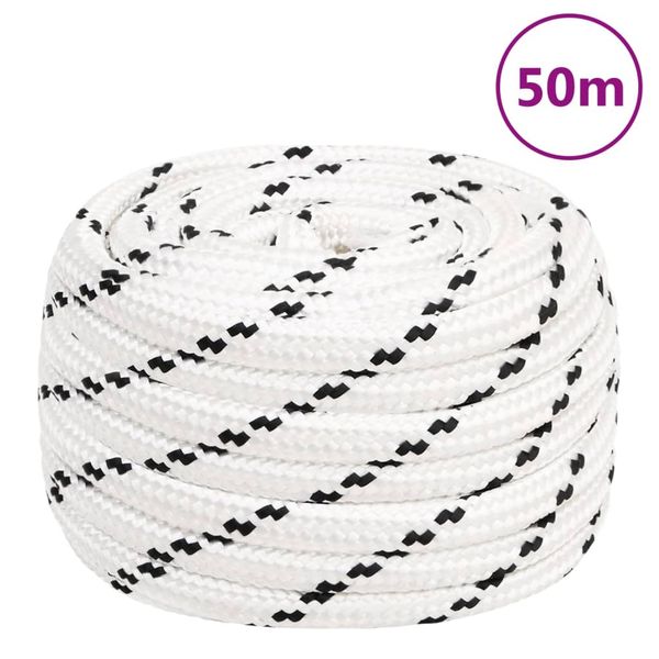 vidaXL Pracovné lano biele 18 mm 50 m polyester