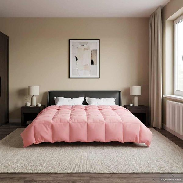 vidaXL Prikrývka na celý rok Šnurovaný Ružová 240 x 260 cm Mikrovlákno