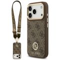 Púzdro Guess 4G Strass Logo & Big Strap Metal Buttons MagSafe pre iPhone 17 Pro hnedé