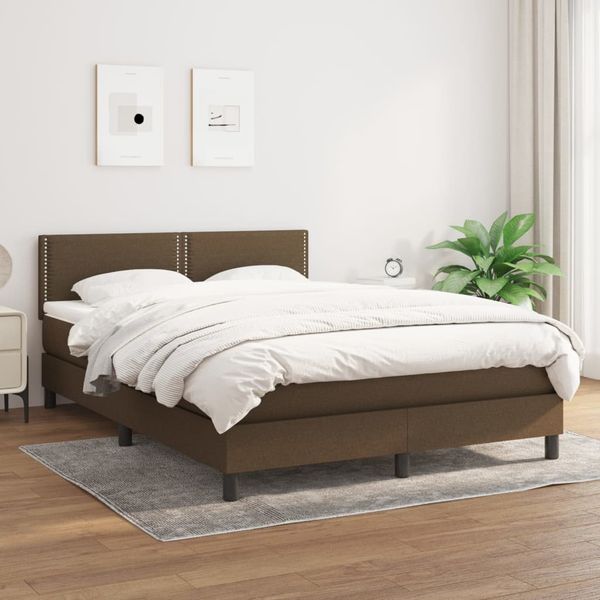 vidaXL Boxspring posteľ s matracom tmavohnedá 140x190 cm látka