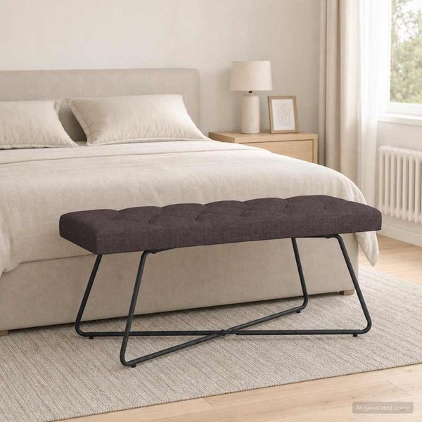 vidaXL Lavica s gombíkovým prešívaním Tmavohnedá 110 x 40 x 46 cm