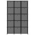 vidaXL Polica s boxmi, 15 kociek, čierna 103x30x175,5 cm, látka