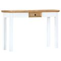 vidaXL Konzolový stolík biely a hnedý 110x35x75 cm masívne mangovníkové drevo