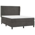 vidaXL Posteľný rám boxspring s matracom tmavosivý 140x200 cm zamat