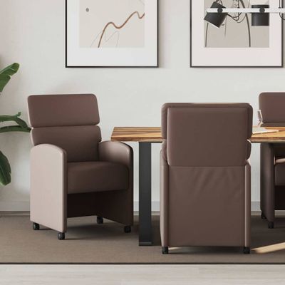 vidaXL Jedálenské stoličky na kolieskach 2 pcs Hnedá 58 x 65 x 98 cm