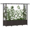 vidaXL Vyvýšený záhon s mriežkou a strechou Hnedá 203 x 40 x 136 cm PP