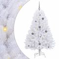 vidaXL Umelý Sklápací Vianočný Stromček LED Biela 80 x 80 x 150 cm