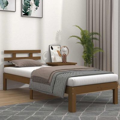 vidaXL Posteľný rám medový drevený masív 75x190cm malé jednolôžko