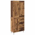 vidaXL Highboard Staré drevo 69,5 x 34 x 180 cm Kompozitné drevo