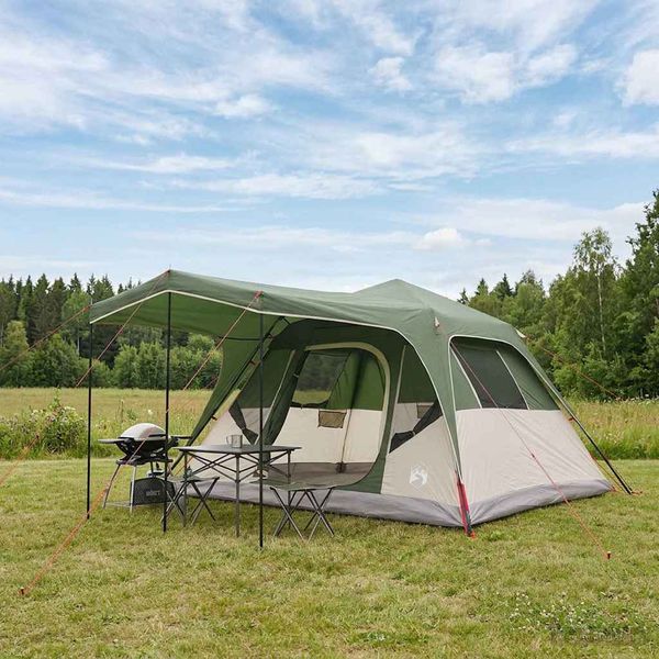 vidaXL Rodinný stan Zelená 305 x 275 x 190 cm Polyester a oceľ