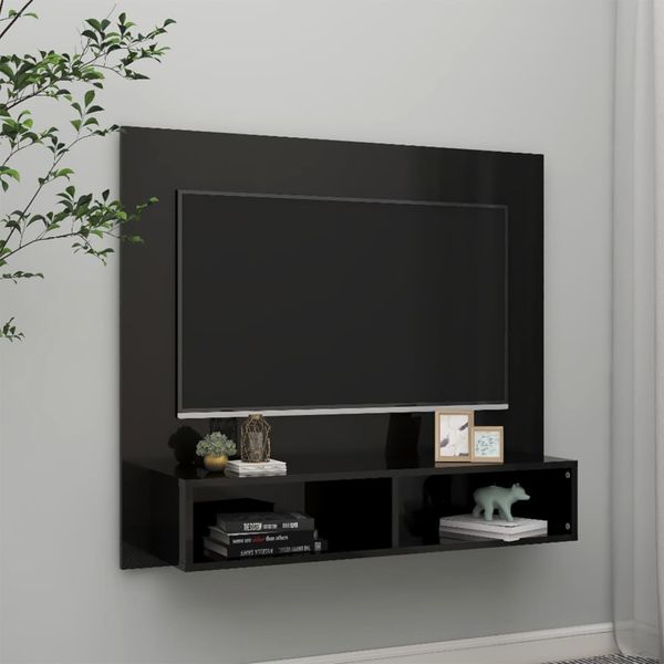 vidaXL Nástenná TV skrinka lesklá čierna 102x23,5x90 cm sprac. drevo